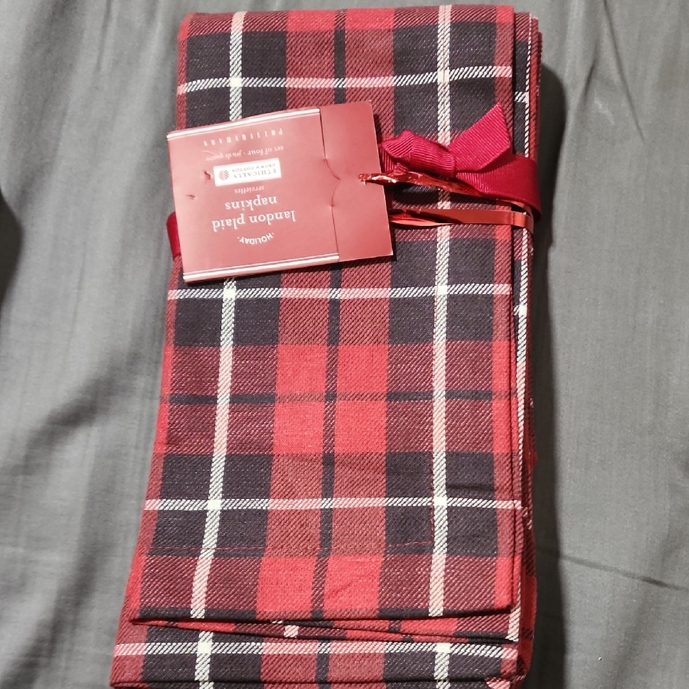 Red Plaid Cotton Napkins